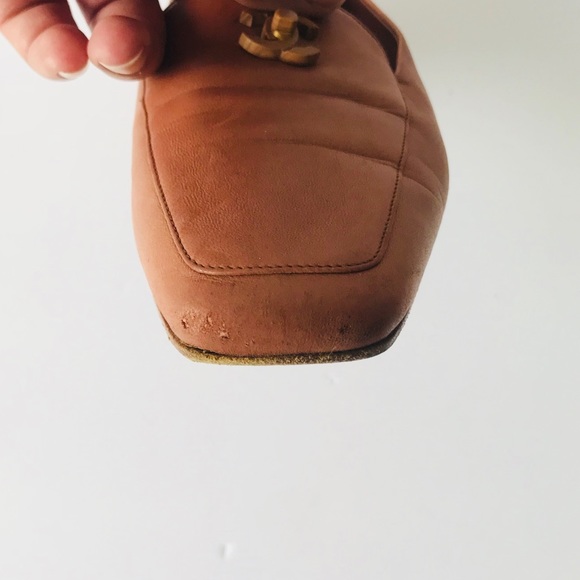 CHANEL Red Brown Leather Loafers Size 38.5 - Picture 4 of 8